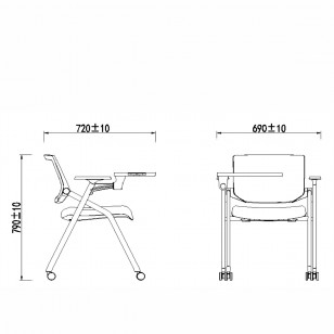可移動摺疊帶寫字板簡約設計辦公培訓椅HY-130D