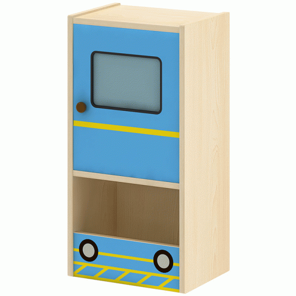 火車主題書櫃-加長櫃體02-藍色(楓木紋)