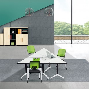 現代簡約組合辦公桌可移動折疊員工拼接辦公電腦會議桌YJ-F021梯形