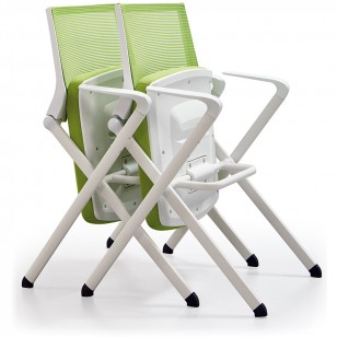 簡約現代培訓椅人工學靠背多功能靠背椅透氣網布可折疊培訓椅子YJ-C06