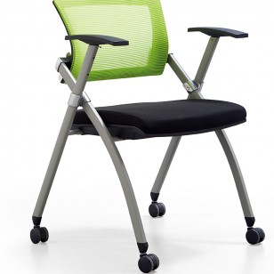可折疊移動帶輪辦公培訓椅舒適久坐辦公靠背椅簡易會議培訓椅子YJ-C08  