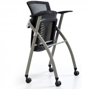 可折疊移動帶輪辦公培訓椅舒適久坐辦公靠背椅簡易會議培訓椅子YJ-C08  