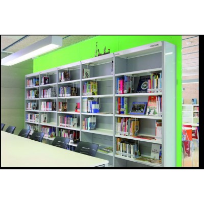 鋼木六層雙面雙柱書架