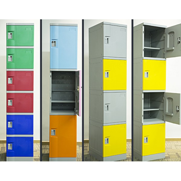 彩色塑膠學生儲物櫃 書包櫃 幼兒園收納櫃 學校教室櫃 帶鎖儲物櫃帶門 50cm櫃深儲物櫃組合