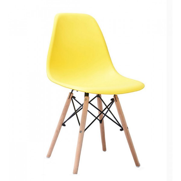 北歐伊姆斯塑料椅子pp塑料椅面實木腿椅