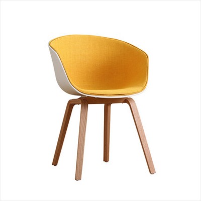 簡約實木腿休閒椅北歐麵包椅批發伊姆斯包布椅