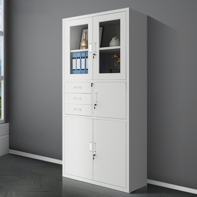 偏三斗內保密碼文件櫃玻璃對開門帶鎖財務檔案櫃