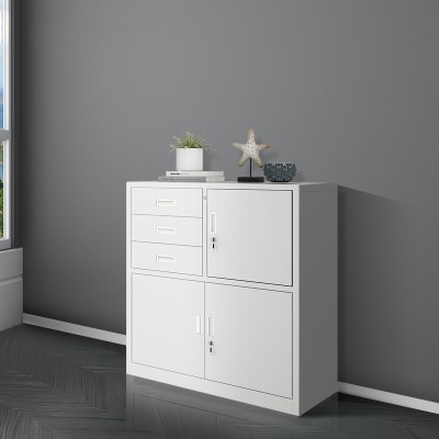 偏三斗內保矮文件櫃玻璃對開門檔案櫃