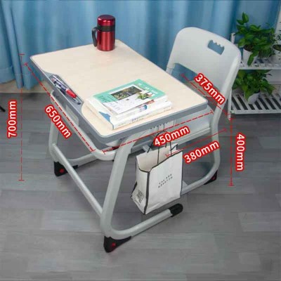 中小學生課桌椅——素雅灰固定款套裝校園版