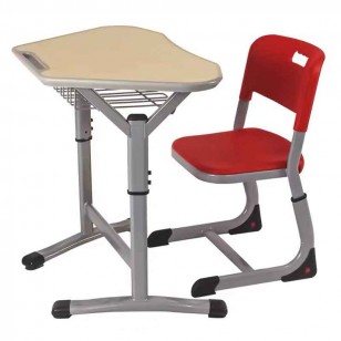 中小學生可升降扇形課桌-紅色