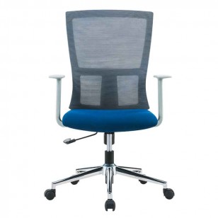 藍色電鍍腳網布透氣簡約職員辦公椅