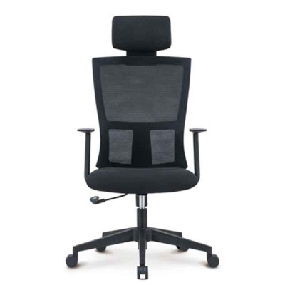 黑色帶枕頭網布透氣簡約職員辦公椅