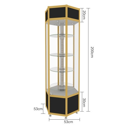 精品模型化妝産品電動旋轉展示櫃53CM*53CM*200CM六邊款