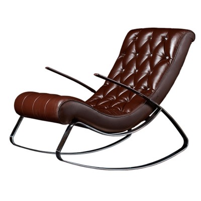 滾石搖椅簡約現代不鏽鋼真皮休閑躺椅