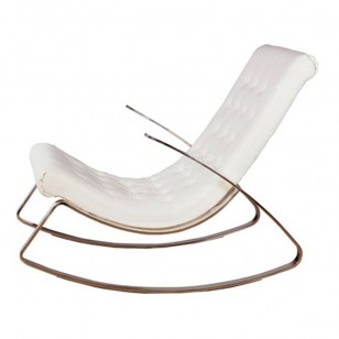 滾石搖椅簡約現代不鏽鋼真皮休閑躺椅