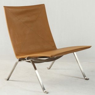 PK22安樂椅/北歐現代設計師不鏽鋼真皮休閑躺椅梳化椅子