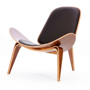 飛機椅三角貝殼椅/簡約現代客廳實木彎板皮藝休閑躺椅