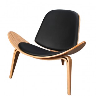 飛機椅三角貝殼椅/簡約現代客廳實木彎板皮藝休閑躺椅