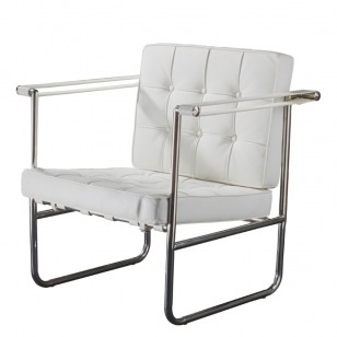 漢斯椅/簡約設計師單人不鏽鋼真皮梳化椅