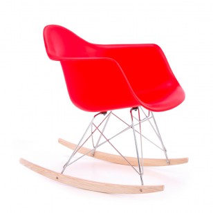 伊姆斯摇摇椅简约实木脚休闲椅现代钢架塑料彩色摇椅