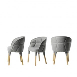 艾米麗椅/北歐設計師簡約布藝休閑扶手餐椅