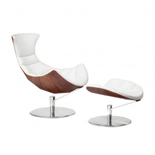 龍蝦躺椅/設計師簡約現代彎木不鏽鋼真皮休閑躺椅
