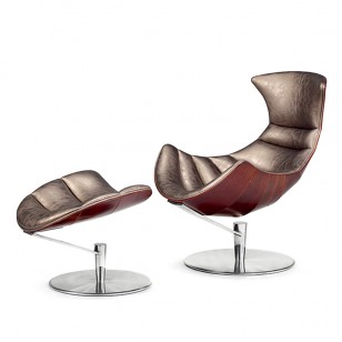 龍蝦躺椅/設計師簡約現代彎木不鏽鋼真皮休閑躺椅