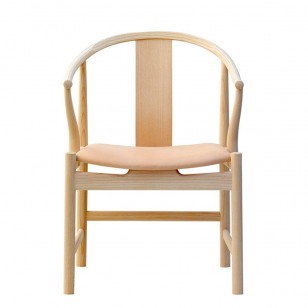 漢斯椅簡約中國扶手餐椅實木休閑軟包椅子PP56