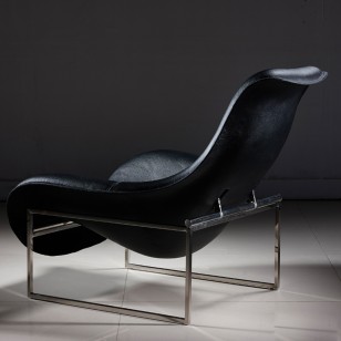 馬特休閑躺椅/簡約現代真皮不鏽鋼布藝梳化椅