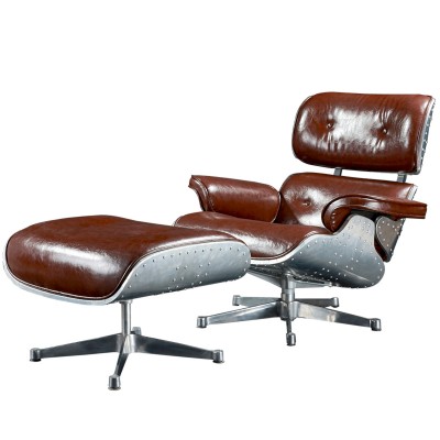 釘鋁皮躺椅簡約工業風真皮休閑伊姆斯梳化椅