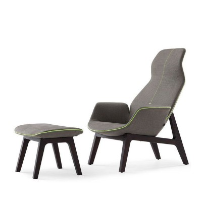 文圖拉單人梳化椅實木布藝休閑躺椅