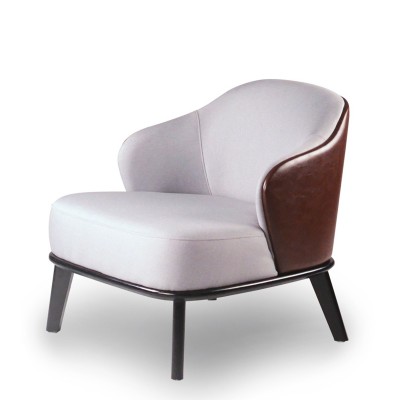 萊斯利扶手椅/簡約休閑躺椅/現代皮布單人梳化椅