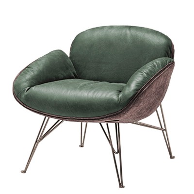 朱諾扶手椅/簡約布藝單人梳化椅/現代皮藝休閑躺椅