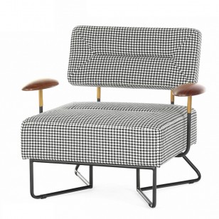 QT椅/輕奢單人布藝梳化椅簡約現代皮藝休閑躺椅