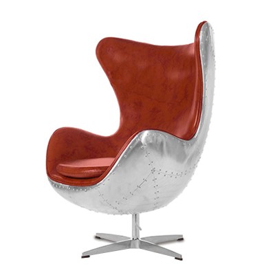 噴火式戰鬥機蛋椅工業風柳釘鋁皮休閑梳化轉椅