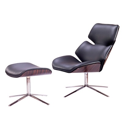 蝦仁躺椅彎木真皮軟包休閑椅簡約現代梳化椅