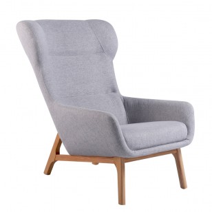 宽靠背休闲椅北欧实木布艺单人沙发椅/简约现代扶手躺椅