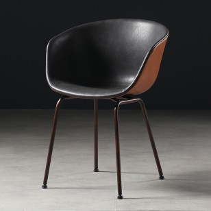 北歐輕奢皮餐椅家用現代簡約靠背書桌凳網紅椅子工業風咖啡廳桌椅-A款
