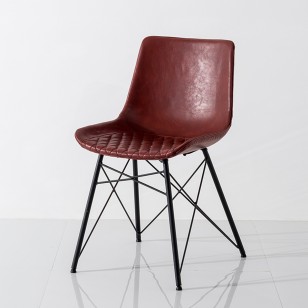 北歐輕奢皮餐椅家用現代簡約靠背書桌凳網紅椅子工業風咖啡廳桌椅-D款