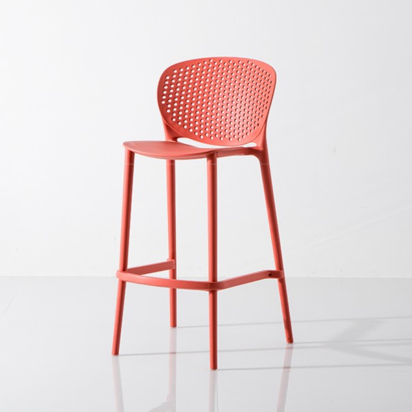 現代簡約加厚塑料高腳椅個性鏤空酒吧奶茶椅北歐時尚靠背前台高凳