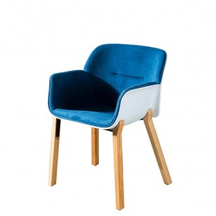 北歐軟包餐椅現代簡約售樓處洽談椅會議接待椅餐廳實木靠背扶手椅-B款