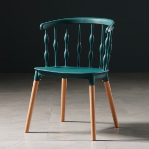 北歐家用臥室梳妝椅簡約設計師創意靠背實木椅子奶茶店休閒溫莎椅