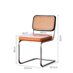 中古風藤編餐椅家用靠背小戶型複古餐廳桌椅組合北歐簡約辦公椅子