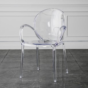 北歐亞克力餐椅家用帶扶手透明椅子奶茶店戶外水晶椅塑料休閑凳子