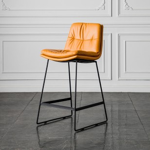 北歐靠背皮吧椅家用輕奢鐵藝高腳凳網紅ins咖啡廳現代簡約吧檯椅