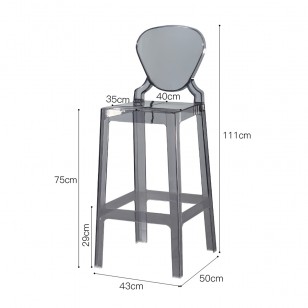北歐透明塑料酒吧椅現代簡約凳子高款家用靠背高腳椅亞克力吧台椅