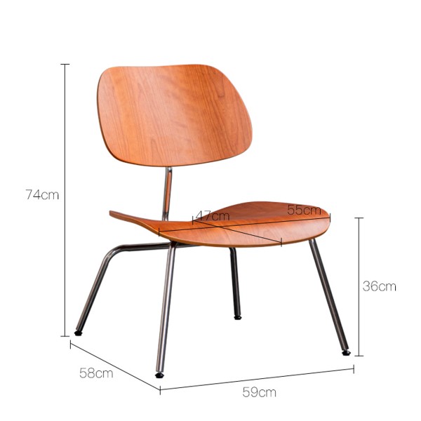 北歐中古伊姆斯餐椅家用不銹鋼實木靠背咖啡椅子網紅簡約單椅