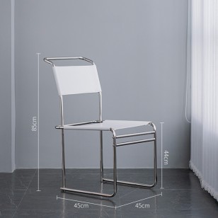 北歐馬鞍皮餐椅家用輕奢不銹鋼靠背凳子書桌用設計師簡約餐桌椅子