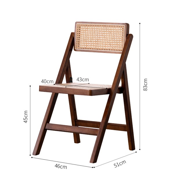 北歐復古實木折疊椅中古籐編餐椅家用靠背藤椅咖啡廳民宿椅子