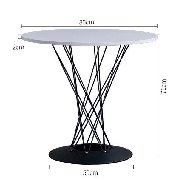 北歐鐵藝餐桌家用客廳小戶型簡約現代設計師創意玻璃圓形洽談桌子